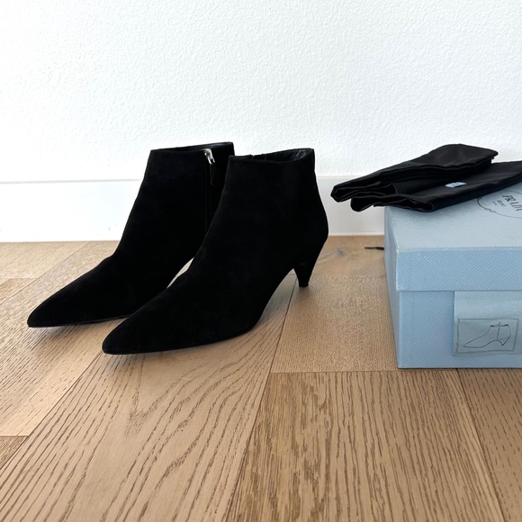 Prada Black Suede Booties **LIKE NEW! - Picture 1 of 11
